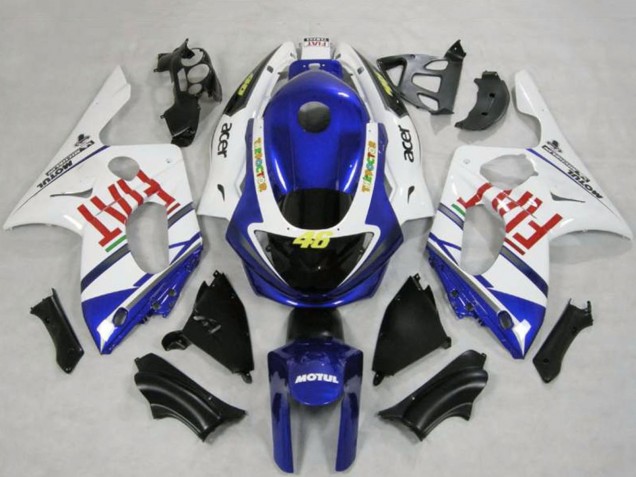 Mejores Carenados Moto Yamaha YZF600R Thundercat 1996-2007 - Blanco Azul Fiat Motul