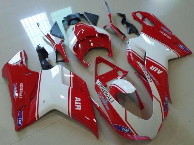 Mejores Carenados Moto Ducati 848 1098 1198 2007-2014 - Rojo Blanco Air Generali Tim
