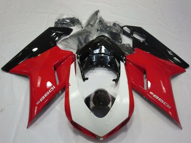 Mejores Carenados Moto Ducati 1098 2007-2014 - Rojo Blanco Negro Brillante