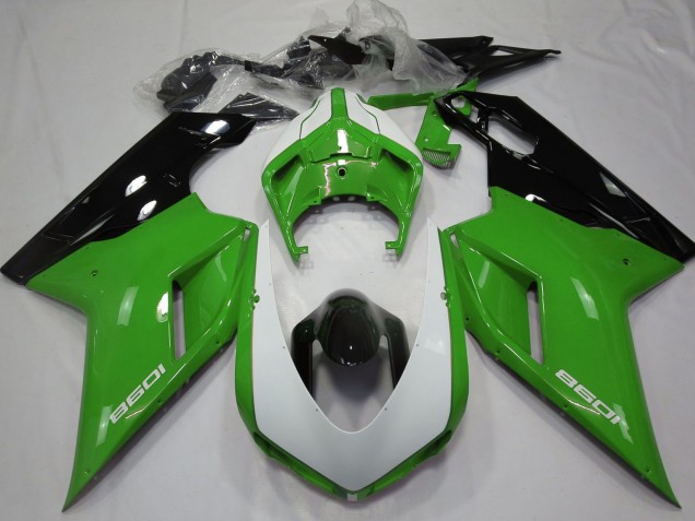 Mejores Carenados Moto Ducati 1098 2007-2014 - Verde Negro Blanco