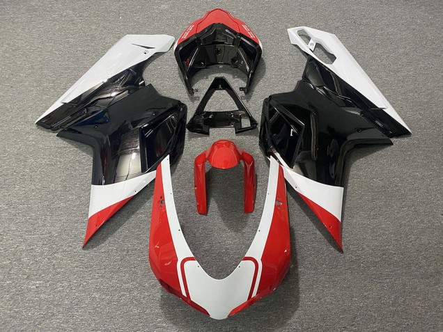 Mejores Carenados Moto Ducati 848 1098 1198 2007-2014 - Blanco Rojo Negro Brillante