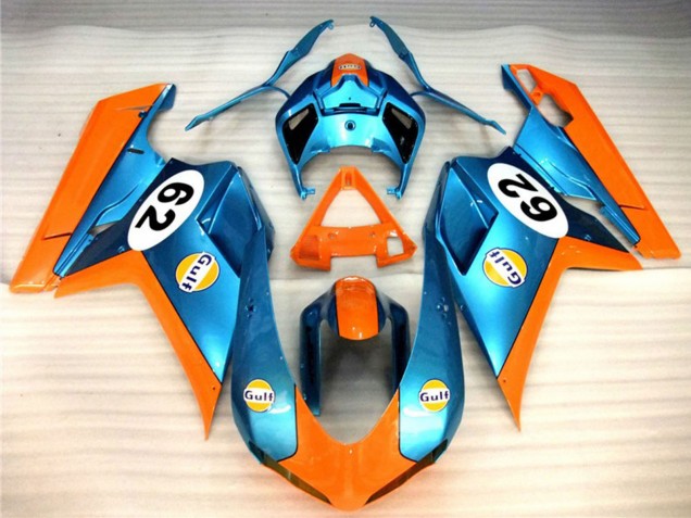 Mejores Carenados Moto Ducati 848 1098 1198 2007-2014 - Naranja Azul Gulf 62