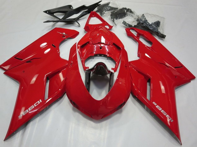 Mejores Carenados Moto Ducati 1098 2007-2014 - Rojo Brillante Negro Brillante