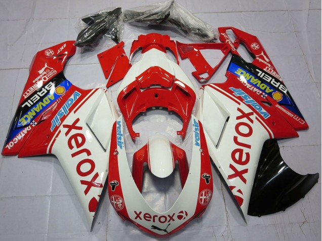 Mejores Carenados Moto Ducati 848 1098 1198 2007-2014 - Blanco Rojo Azul Negro Brillante Valsir Xerox