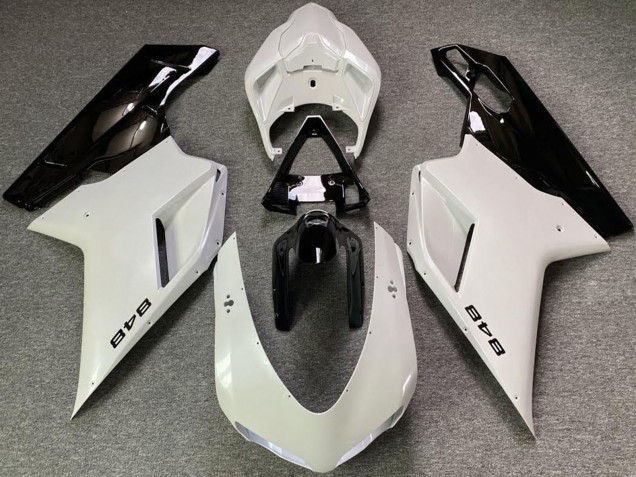 Mejores Carenados Moto Ducati 848 2007-2014 - Blanco Perla Negro Brillante