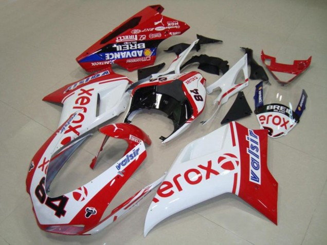 Mejores Carenados Moto Ducati 848 1098 1198 2007-2014 - Blanco Rojo Azul Negro Brillante Valsir Xerox 84