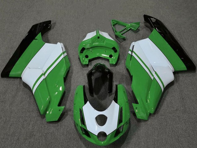 Mejores Carenados Moto Ducati 749 999 2003-2004 - Blanco Verde Negro Brillante