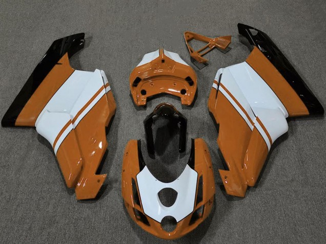Mejores Carenados Moto Ducati 749 999 2003-2004 - Blanco Naranja Negro Brillante