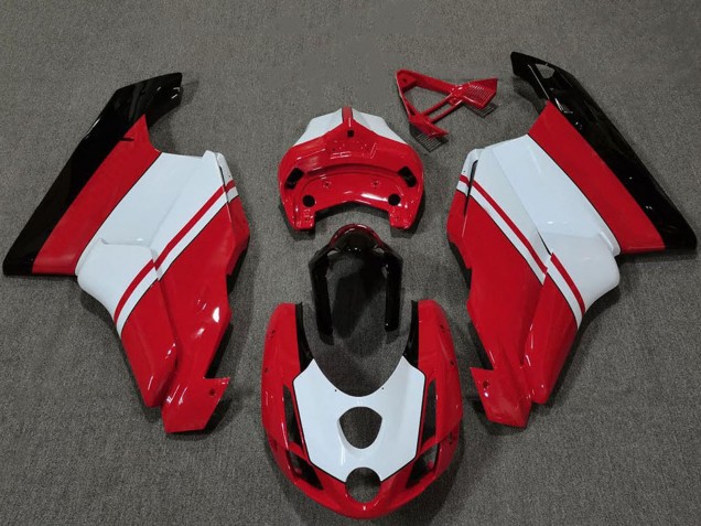 Mejores Carenados Moto Ducati 749 999 2003-2004 - Blanco Rojo Negro Brillante