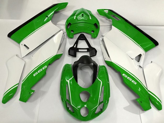 Mejores Carenados Moto Ducati 999 2003-2004 - Blanco Verde Negro