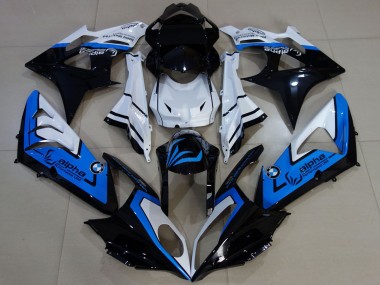 Mejores Carenados Moto BMW S1000RR 2009-2014 - Blanco Azul Negro Brillante Alpha