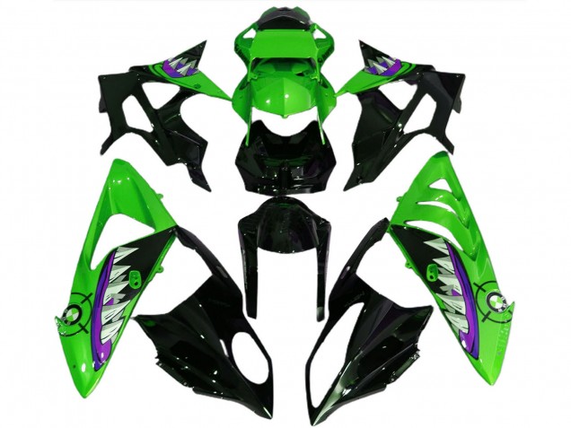Mejores Carenados Moto BMW S1000RR 2017-2018 - Verde Púrpura Negro Brillante Tiburón