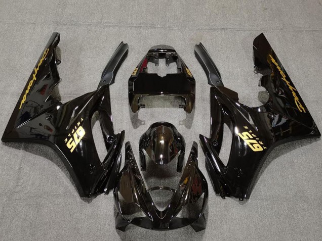 Mejores Carenados Moto Triumph Daytona 675 2006-2008 - Negro Brillante Oro Calcomanías