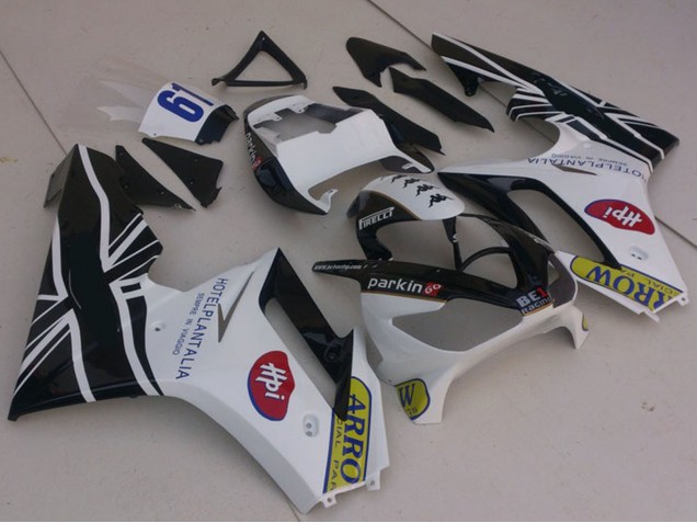 Mejores Carenados Moto Triumph Daytona 675 2006-2008 - Blanco Negro Brillante Flag