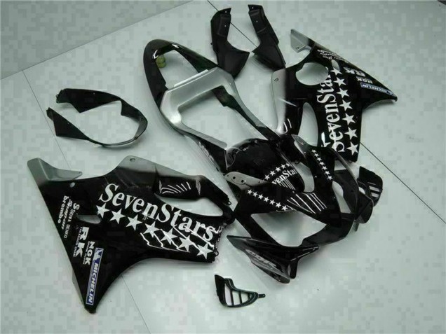 Mejores Carenados Moto Honda CBR600 F4i 2001-2003 - Negro Brillante Plata SevenStars
