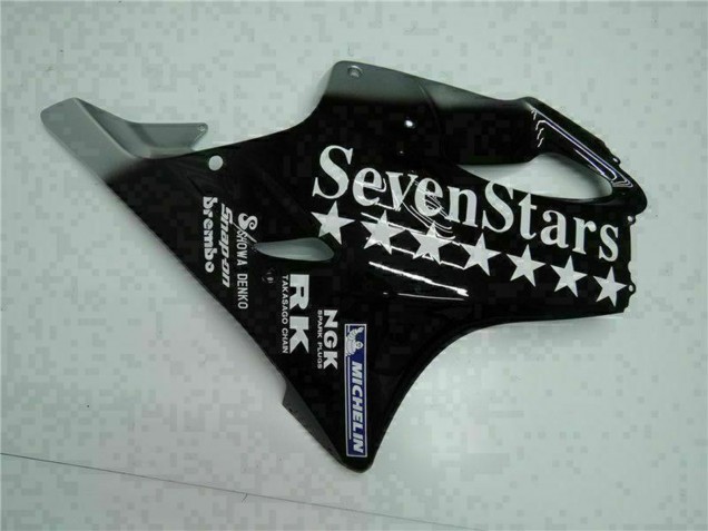 Mejores Carenados Moto Honda CBR600 F4i 2001-2003 - Negro Brillante Plata SevenStars