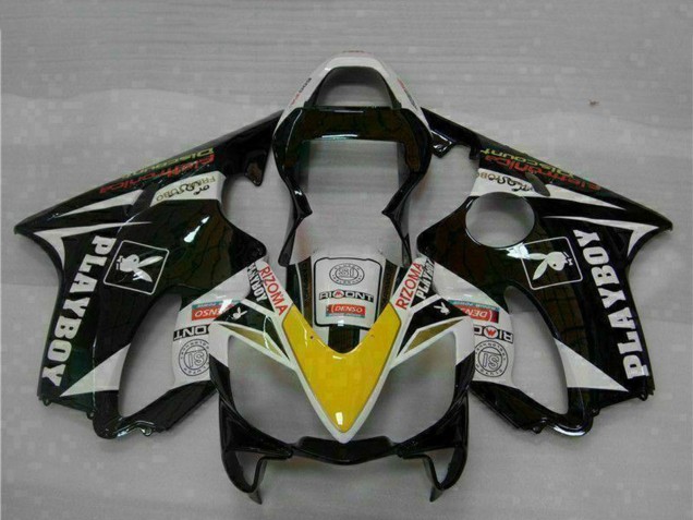 Mejores Carenados Moto Honda CBR600 F4i 2001-2003 - Blanco Amarillo Negro Brillante Playboy