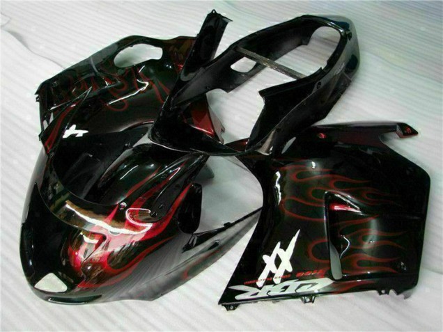 Mejores Carenado Moto ABS Honda CBR1100XX Blackbird 1996-2007 - Negro Brillante Rojo Llama