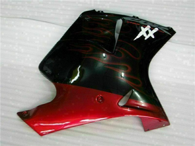 Mejores Carenado Moto ABS Honda CBR1100XX Blackbird 1996-2007 - Negro Brillante Rojo Llama