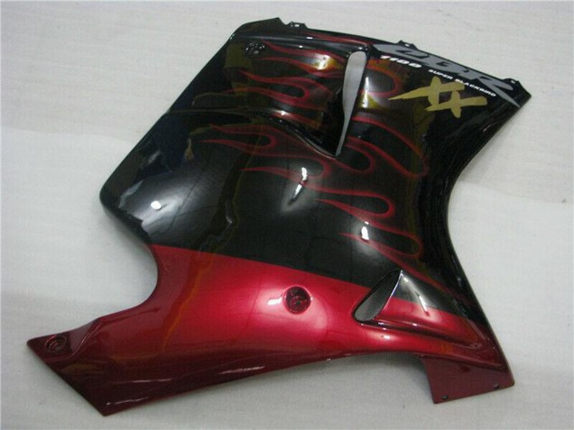 Mejores Carenados Moto ABS Honda CBR1100XX Blackbird 1996-2007 - Negro Brillante Rojo Llama
