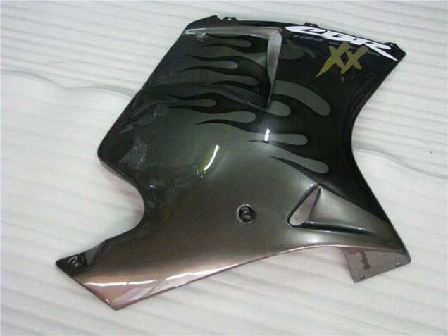 Mejores Carenados Moto Honda CBR1100XX Blackbird 1996-2007 - Negro Brillante Plata Llama