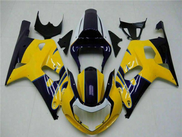 Mejores Carenados Moto Suzuki GSXR 600/750 2001-2003 - Amarillo Azul Oscuro Negro Brillante