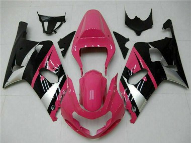 Mejores Carenados Moto Suzuki GSXR 600/750 2001-2003 - Rosa Plata Negro Brillante