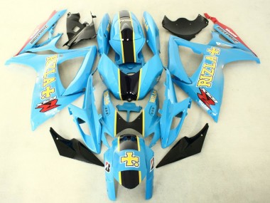Mejores Carenados Moto Suzuki GSXR 600/750 2006-2007 - Azul Claro Negro Amarillo Rizla