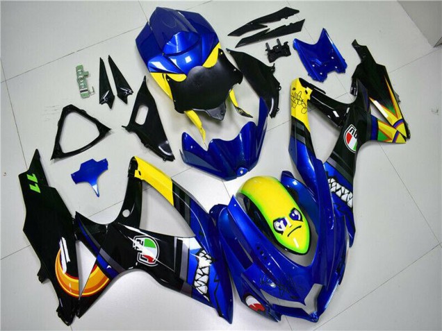 Mejores Carenados Moto Suzuki GSXR 600/750 2008-2010 - Azul Amarillo Tiburón