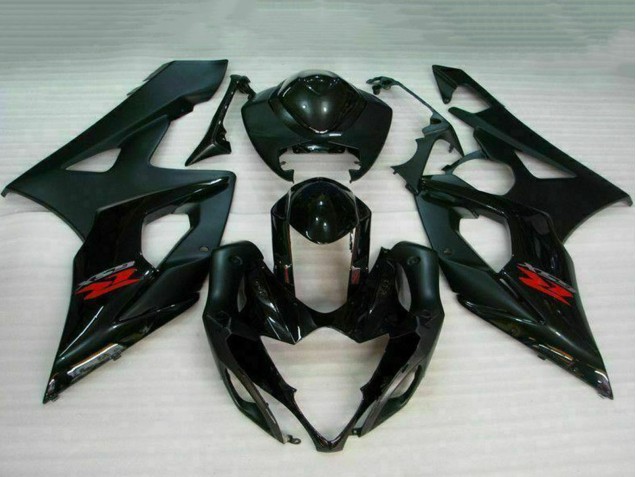 Mejores Carenado Moto Suzuki GSXR 1000 2005-2006 - Negro Brillante Negro Mate Rojo