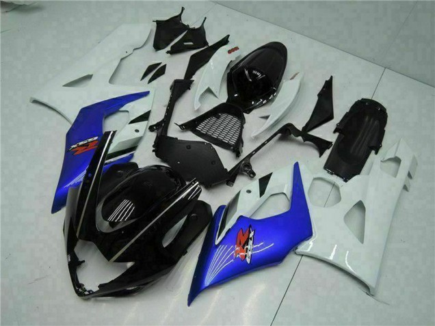 Mejores Carenado Moto Suzuki GSXR 1000 2005-2006 - Blanco Azul Negro Brillante