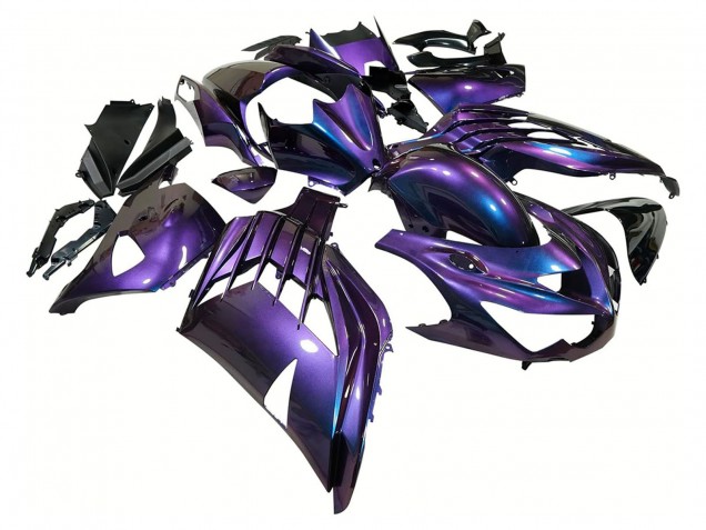 Mejores Carenados Moto Kawasaki ZX14R ZZR1400 2012-2024 - Camaleón Azul Púrpura