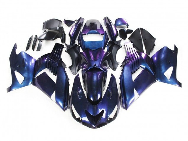 Mejores Carenados Moto Kawasaki ZX14R ZZR1400 2006-2011 - Camaleón Azul Púrpura