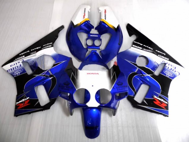 Mejores Carenados Moto Honda CBR400RR NC23 1987-1989 - Blanco Amarillo Azul Negro Brillante Corona Motul