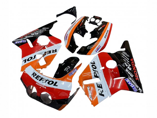 Mejores Carenados Moto Honda CBR400RR NC23 1987-1989 - Naranja Blanco Rojo Negro Brillante Repsol HRC