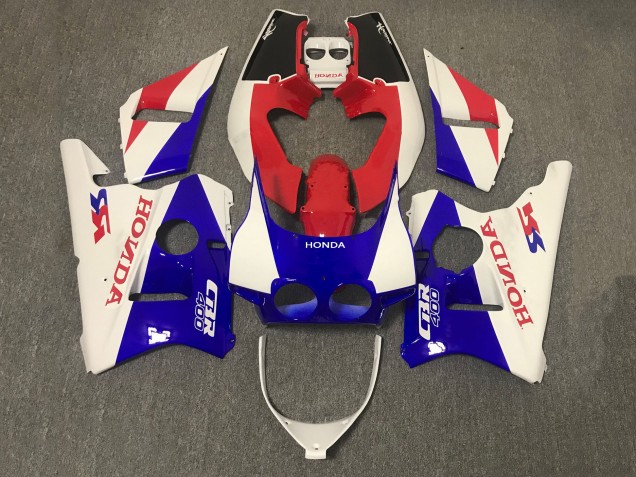Mejores Carenado Moto Honda CBR400RR NC23 1987-1989 - Blanco Rojo Azul