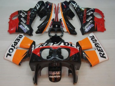 Mejores Carenados Moto Honda CBR400RR NC29 1990-1999 - Naranja Blanco Rojo Negro Brillante Repsol HRC