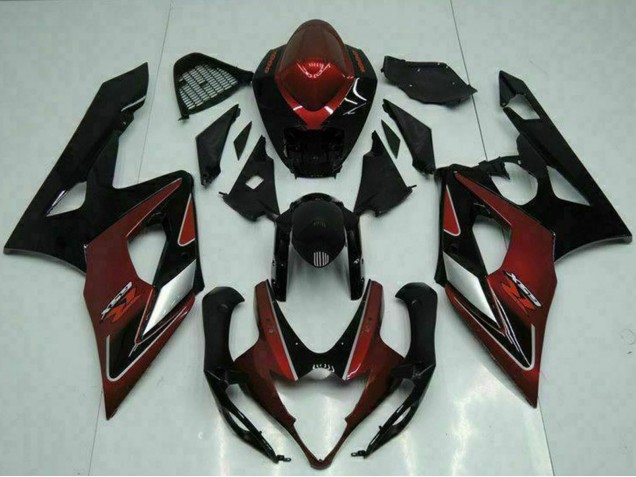 Mejores Carenados Moto Suzuki GSXR 1000 2005-2006 - Rojo Plata Negro Brillante