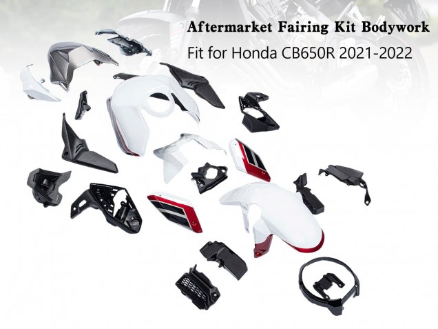 Mejores Carenados Moto Honda CB650R 2019-2022 - Blanco Negro Rojo