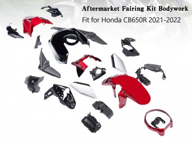 Mejores Carenados Moto Honda CB650R 2019-2022 - Negro Rojo Plata