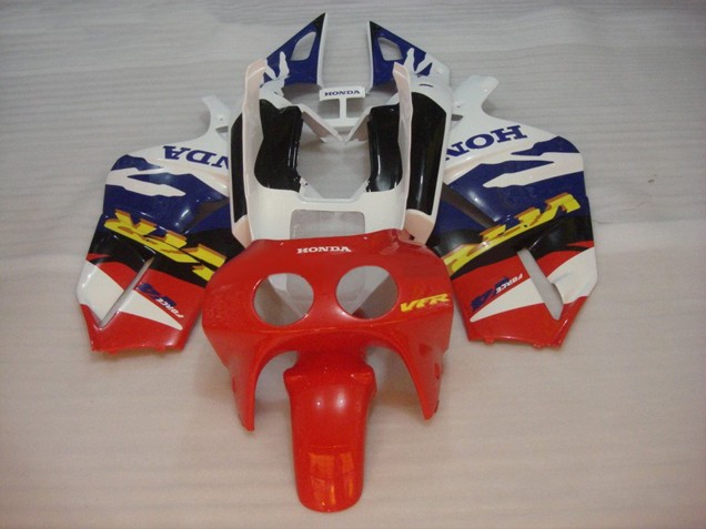 Mejores Carenados Moto Honda VFR400R NC30 1988-1992 - Blanco Azul Rojo