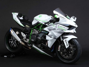 Mejores Carenados Moto Kawasaki Ninja H2 2015-2022 - Blanco Plata Verde