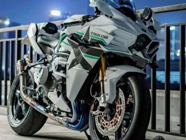 Mejores Carenados Moto Kawasaki Ninja H2 2015-2022 - Blanco Verde Línea