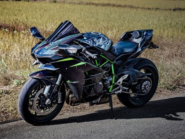 Mejores Carenados Moto Kawasaki Ninja H2 2015-2022 - Negro Azul Camaleón Verde
