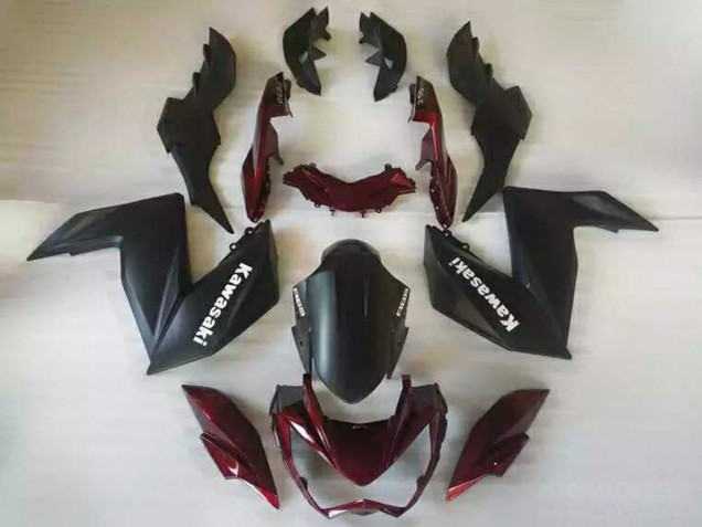 Mejores Carenados Moto Kawasaki Z250/Z300 2015-2016 - Negro Mate Rojo Granate