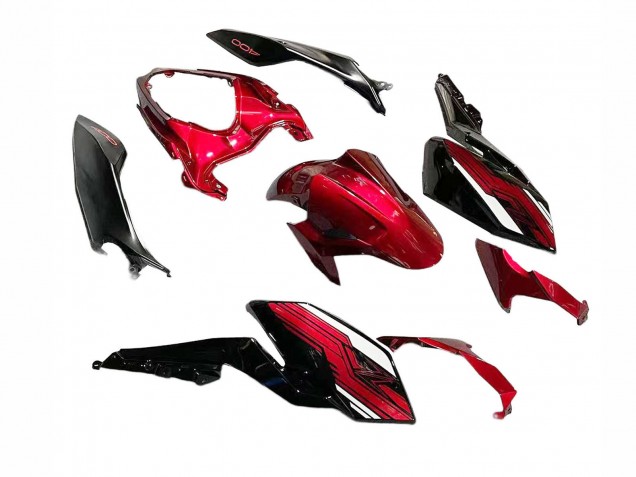 Mejores Carenados Moto Kawasaki Z400 2018-2024 - Rojo Caramelo Negro Brillante