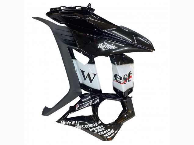 Mejores Carenados Moto Kawasaki Z1000SX 2010-2016 - Negro Brillante Oro Blanco Mobil West