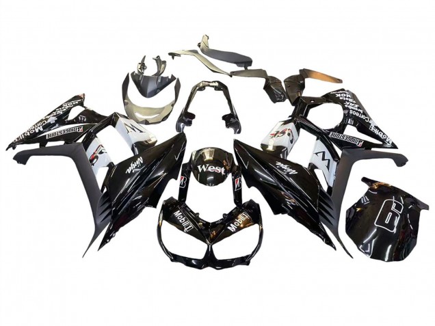 Mejores Carenados Moto Kawasaki Z1000SX 2010-2016 - Negro Brillante Oro Blanco Mobil West