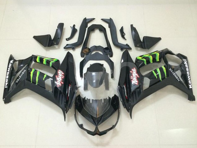 Mejores Carenados Moto Kawasaki Z1000SX 2010-2016 - Negro Brillante Verde Monstruo