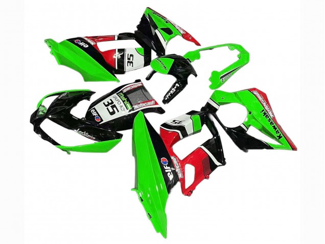 Mejores Carenados Moto Kawasaki Z1000SX 2010-2016 - Verde Rojo Negro Brillante Elf 35